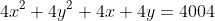 4x^2+4y^2+4x+4y=4004