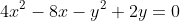 4x^2-8x-y^2+2y=0