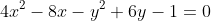 4x^2-8x-y^2+6y-1=0