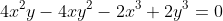 4x^2y-4xy^2-2x^3+2y^3=0