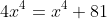 4x^4=x^4+81