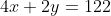 4x+2y=122