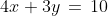 4x+3y\,=\,10