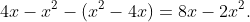 4x-x^2-(x^2-4x)=8x-2x^2.