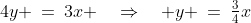 4y \:=\:3x \quad\Rightarrow\quad y \:=\:\tfrac{3}{4}x