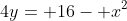 4y= 16- x^2