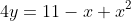 4y=11-x+x^2