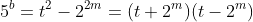 5^b=t^2-2^{2m}=(t+2^m)(t-2^m)