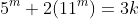 5^m+2(11^m)=3k