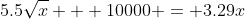 5.5\sqrt{x} + 10000 = 3.29x