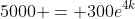 5000 = 300e^{4k}
