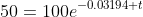 50=100e^{-0.03194 t}