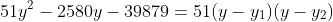 51y^2-2580y-39879=51(y-y_1)(y-y_2)