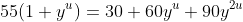 55(1+y^{u})=30+60y^{u}+90y^{2u}