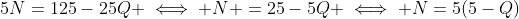 5N=125-25Q \iff N =25-5Q \iff N=5(5-Q)