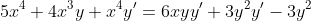 5x^4+4x^3y+x^4y'=6xyy'+3y^2y'-3y^2