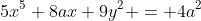 5x^5+8ax+9y^2 = 4a^2