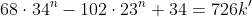 68\cdot34^n-102\cdot23^n+34=726k'