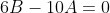 6B-10A=0