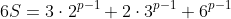6S=3\cdot2^{p-1}+2\cdot3^{p-1}+6^{p-1}