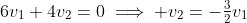 6v_1+4v_2=0\implies v_2=-\tfrac{3}{2}v_1