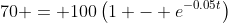 70 = 100\left(1 - e^{-0.05t}\right)