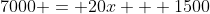 7000 = 20x + 1500