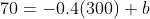 70=-0.4(300)+b