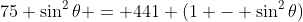 75 \sin^2{\theta} = 441 (1 - \sin^2{\theta})