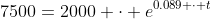 7500=2000 \cdot e^{0.089 \cdot t}