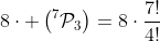8\cdot \left(^7\mathcal{P}_3\right)=8\cdot\frac{7!}{4!}