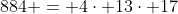 884 = 4\cdot 13\cdot 17