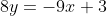 8y=-9x+3