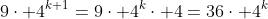 9\cdot 4^{k+1}=9\cdot 4^k\cdot 4=36\cdot 4^k