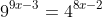 9^{9x-3}=4^{8x-2}
