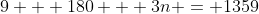 9 + 180 + 3n = 1359