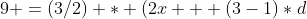 9 =(3/2) * (2x + (3-1)*d