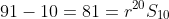 91-10=81=r^{20}S_{10}