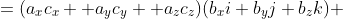 \begin{align*}(A\cdot C)B &=(a_xc_x+ a_yc_y+ a_zc_z)(b_xi+b_yj+b_zk)\\ &=(a_xb_xc_x+ a_yb_xc_y+ a_zb_xc_z)i \\&~+(a_xb_yc_x+ a_yb_yc_y+ a_zb_yc_z)j\\&~+(a_xb_zc_x+ a_yb_zc_y+ a_zb_zc_z)k \end{align*}