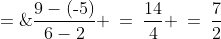 m_1 \;=\;\frac{9-(\text{-}5)}{6-2} \:=\:\frac{14}{4} \:=\:\frac{7}{2}