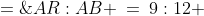 AR:AB \:=\:9:12 \;=\;3:4