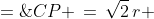 CP \,=\,\sqrt{2}\,r \;=\;\sqrt{2(a^2+b^2-2)}