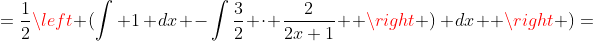 =\frac{1}{2}\left (\int 1\, dx -\int\frac{3}{2} \cdot \frac{2}{2x+1}  \right )\, dx  \right )=