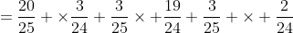 =\frac{20}{25} \times\frac{3}{24}+\frac{3}{25}\times \frac{19}{24}+\frac{3}{25} \times \frac{2}{24}