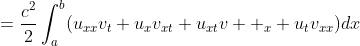 =\frac{c^2}{2}\int_a^b(u_{xx}v_t+u_xv_{xt}+u_{xt}v  _x+u_tv_{xx})dx