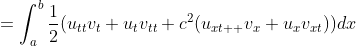 =\int_a^b\frac{1}{2}(u_{tt}v_t+u_tv_{tt}+c^2(u_{xt  }v_x+u_xv_{xt}))dx