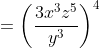 =\left(\frac{3x^3z^5}{y^3}\right)^{4}