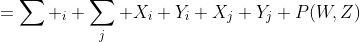 =\sum _i \sum_j X_i Y_i X_j Y_j P(W,Z)