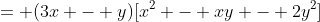 = (3x - y)[x^2 - xy - 2y^2]
