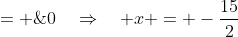 P'(x) \;= \;100(-15-2x) \;= \;0\quad\Rightarrow\quad x = -\frac{15}{2}
